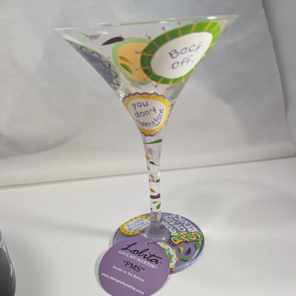 Lolita Love My Martini PMS Hand Painted Martini Glass 7oz with Original Box